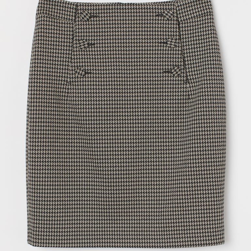 H&M Houndstooth Knee-Length Pencil Skirt